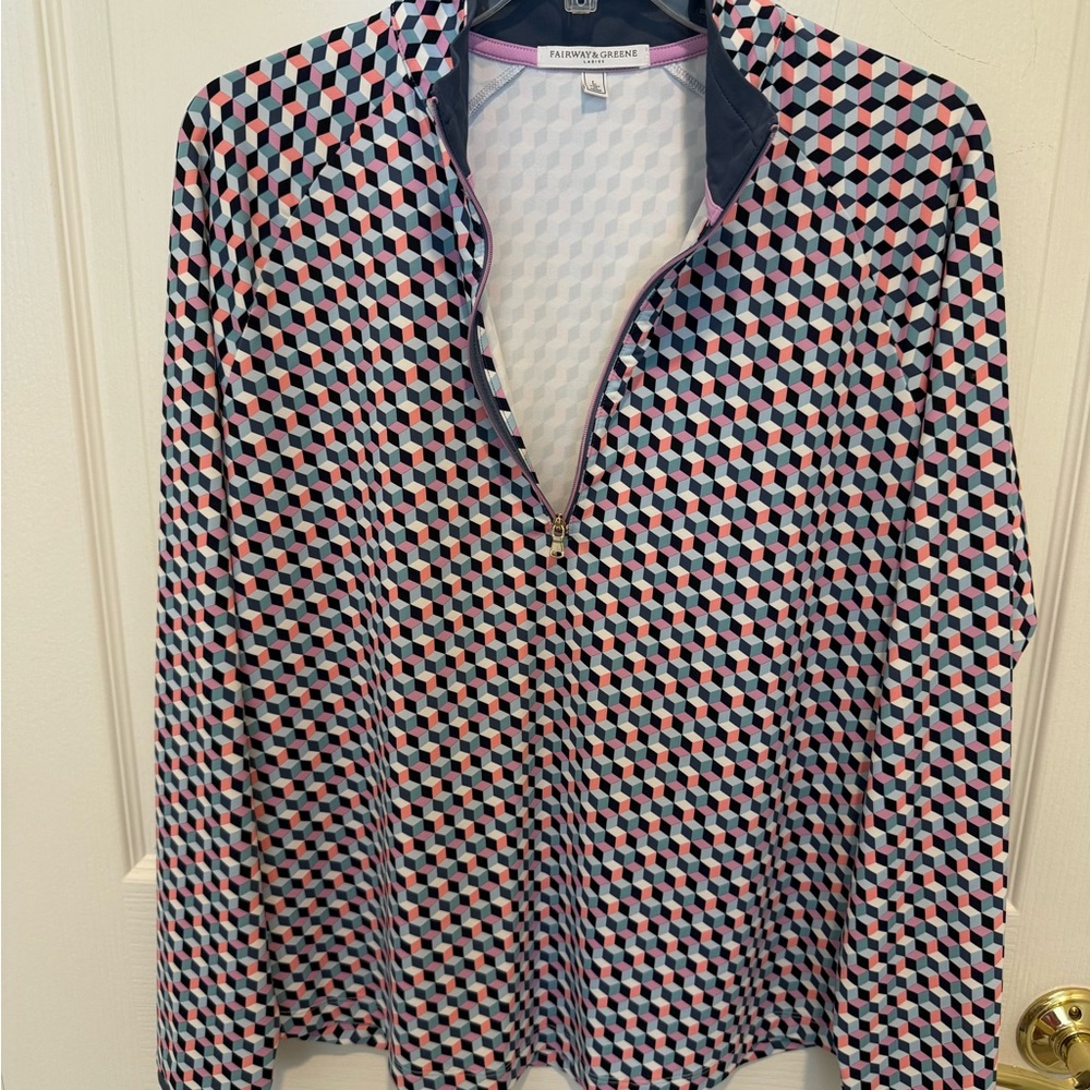 Athletic Quarter Zip Geometric Patterned - image 6